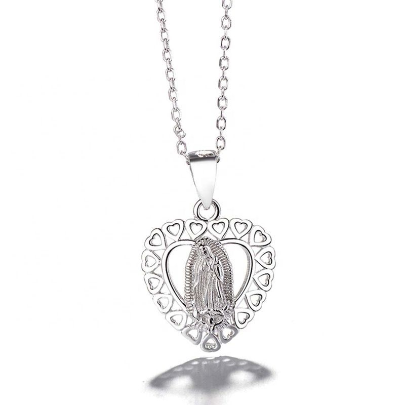 GENERICO - Collar Con Colgante Plata 925 Virgen Diseño Religioso
