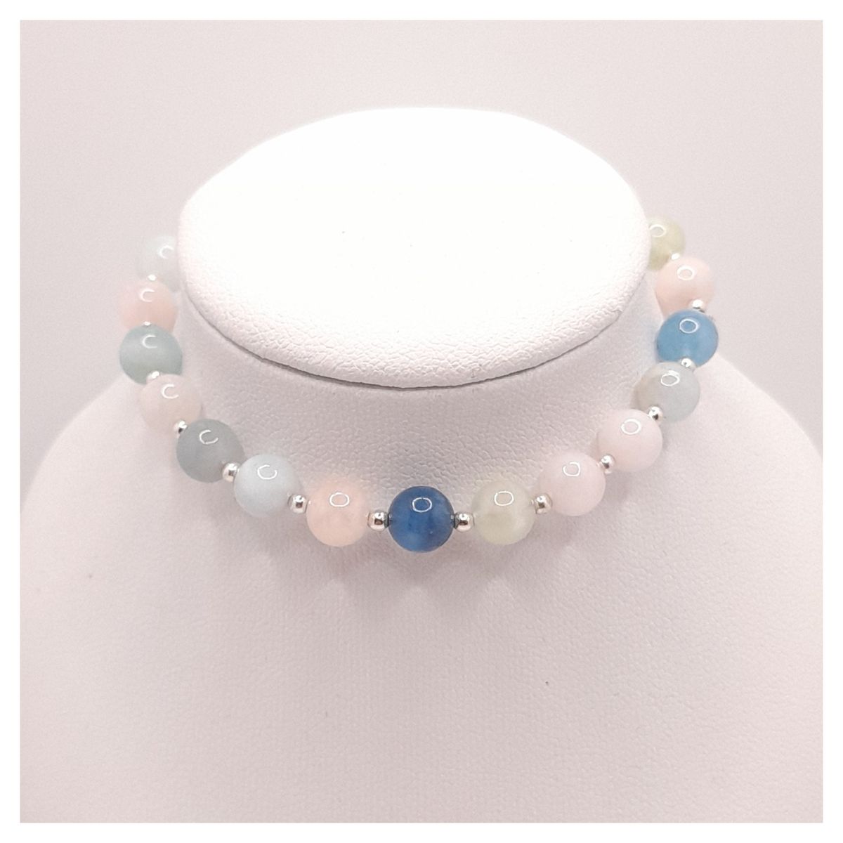 CAT JOYAS - pulsera de morganita con plata