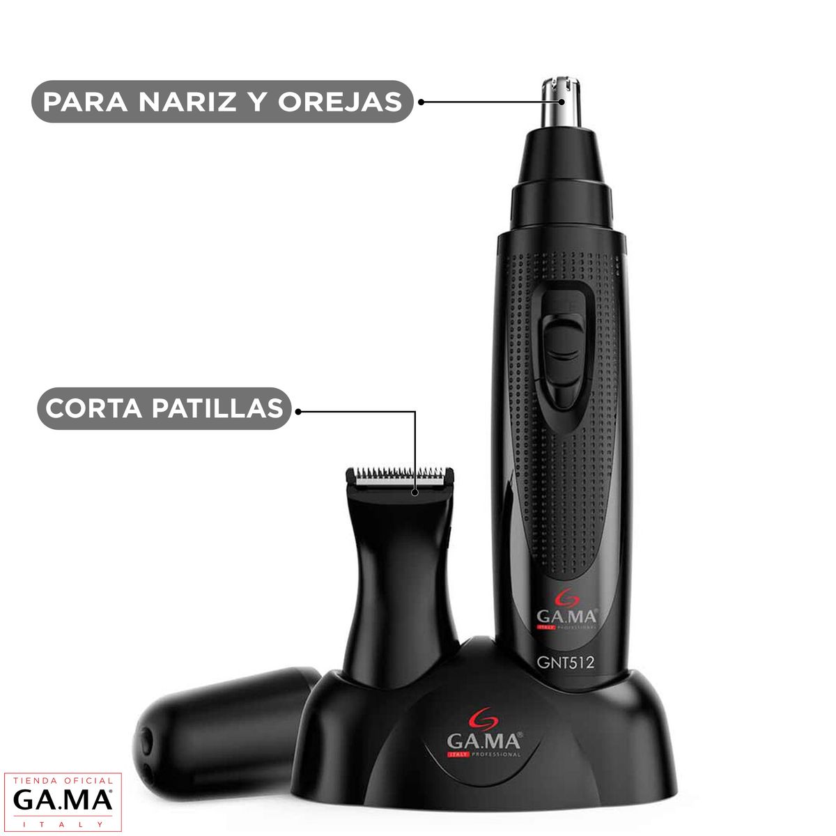 GAMA - Cortapelos Trimmer Gnt 512 Inalámbrico Cabello Nariz y Orejas