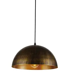 HB LEDS - Lámpara Colgante E-27 Diseño Cúpula Dorado Vintage