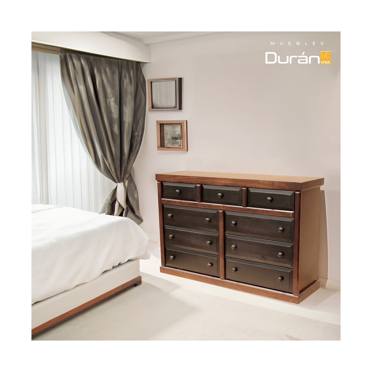 MUEBLES DURAN - Cómoda Sofia 9 Cajones color Chocolate