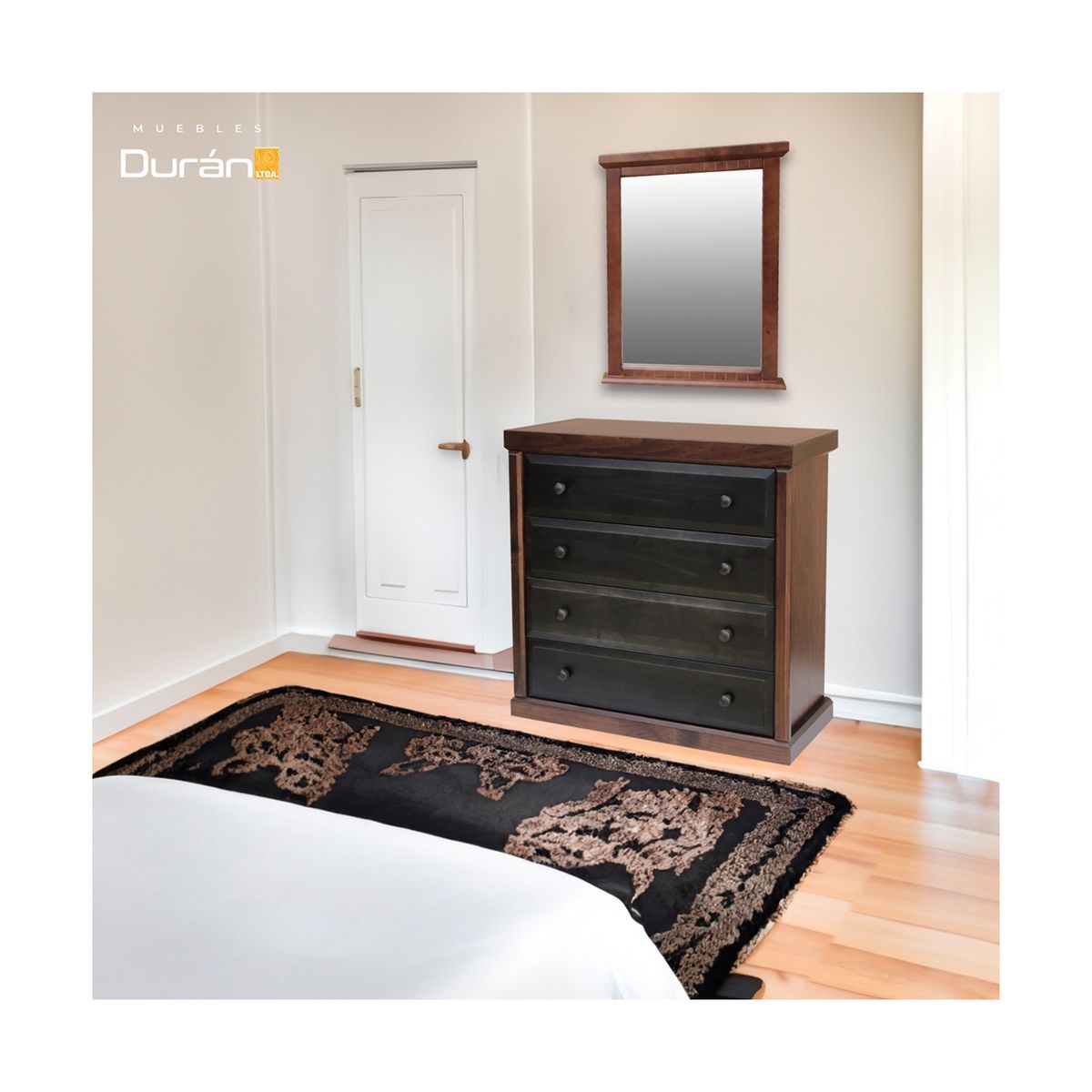 MUEBLES DURAN - Cajonera Sofia 4 Cajones color Chocolate