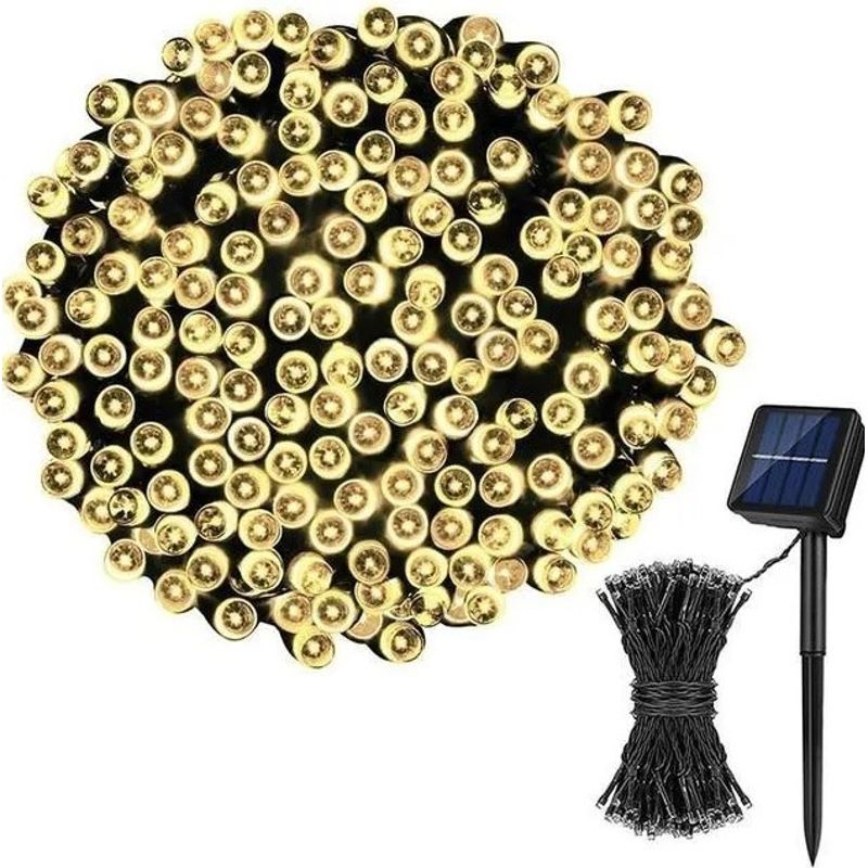 GENERICO - Luces 100 Led Guirnalda Solar Calida 20 Metros Decoracion