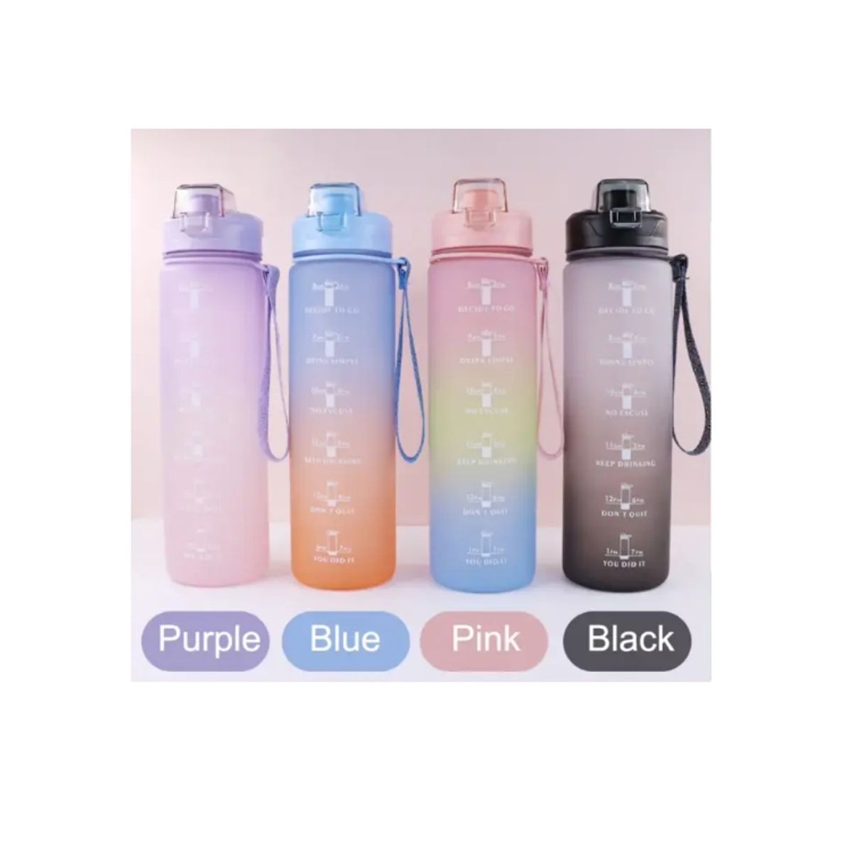 GENERICO - Botella De Agua Motivacional Botella 1 Litro + stickers de regalo