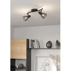 EGLO - Foco Sobrepuesto Carovigno Acero Negro L365 E14 2x40W Cod98622