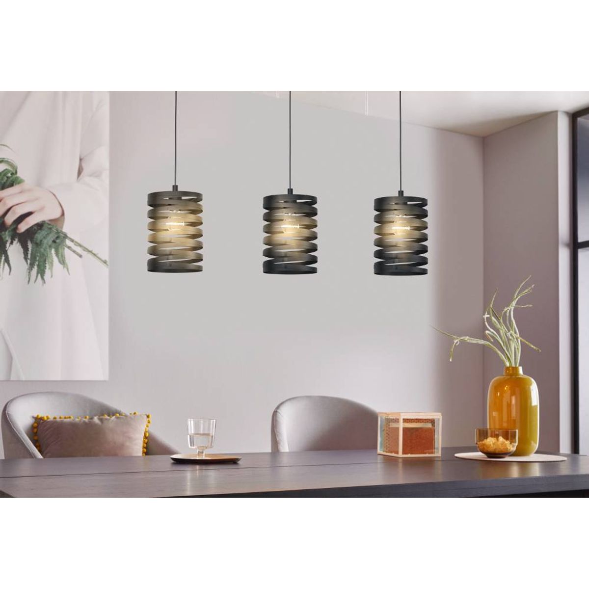 EGLO - Lámpara Colgante Cremella Negro E27 3X40w Cod99347