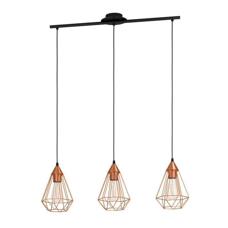 EGLO - Lámpara Colgante Tarbes Negro Cobre L790 H1100 3x60W E27 Cod 94195