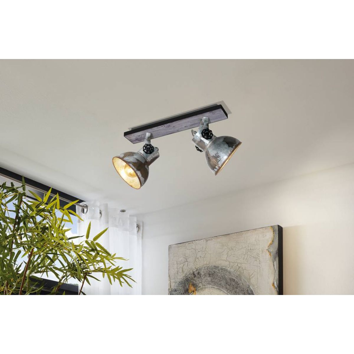 EGLO - Foco Sobrepuesto Barnstaple Madera Marrón L475 2x40W E27 Cod49649