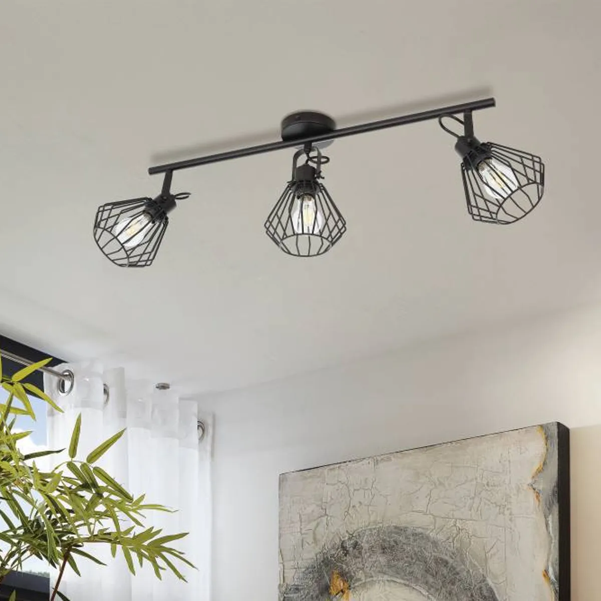 EGLO - Foco Sobrepuesto Tabillano Acero Negro L775 3x40W E27 Cod98764