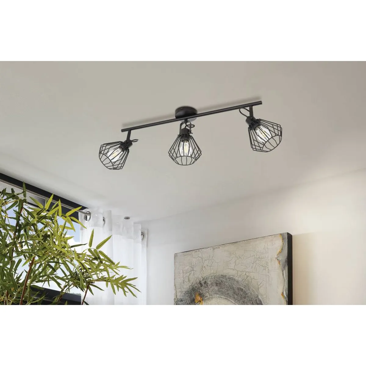 EGLO - Foco Sobrepuesto Tabillano Acero Negro L775 3x40W E27 Cod98764