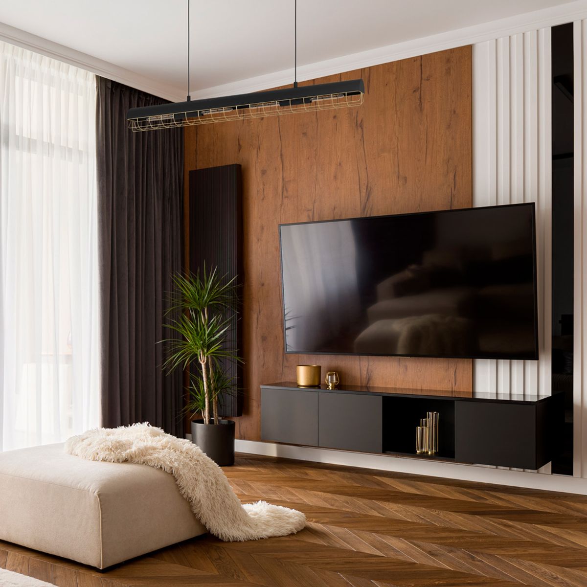 EGLO - Lámpara Colgante E27 Alfonsine Negro, Latón 390059