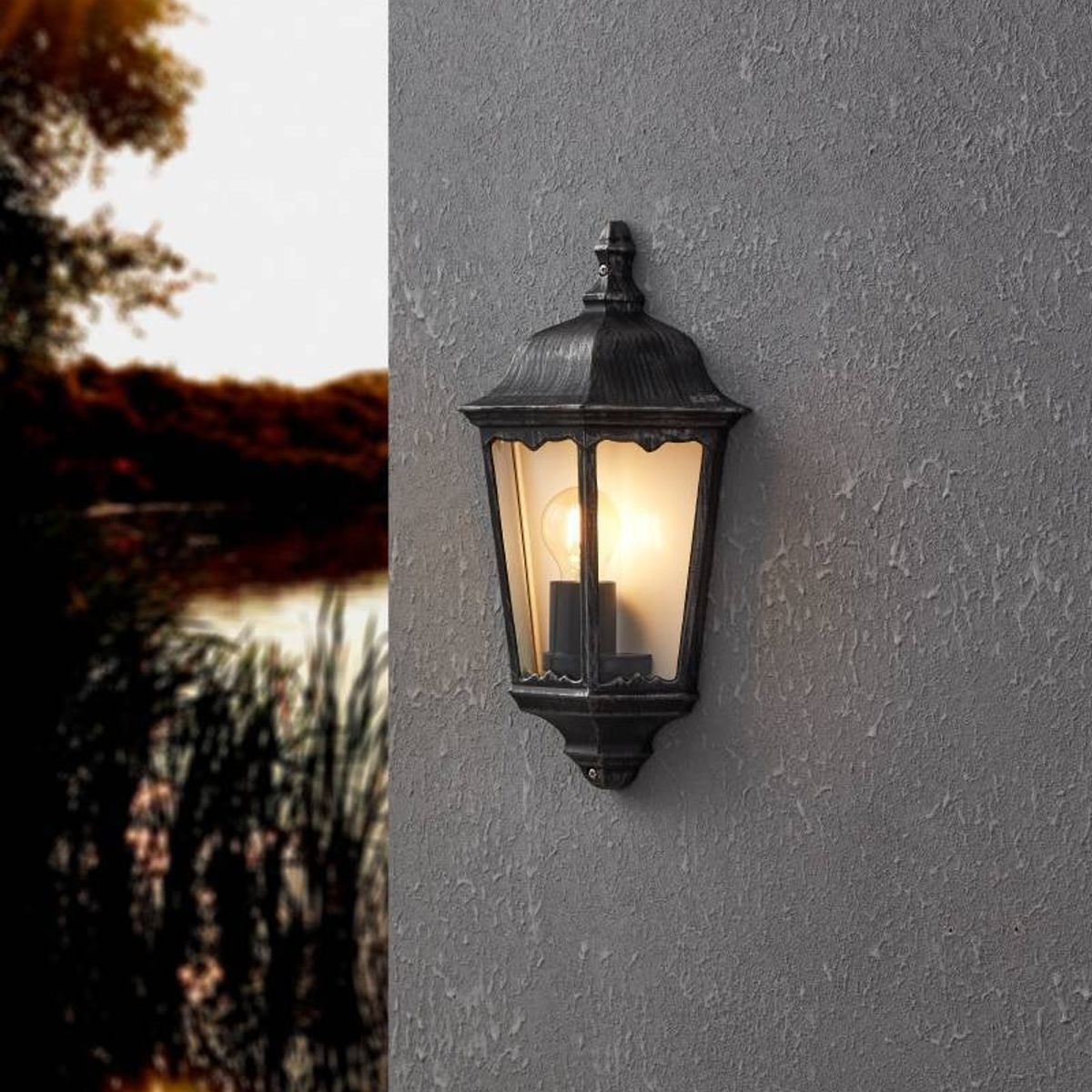 EGLO - Lámpara Apliqué E27 Navedo Negro, Pátina Plateada 93459