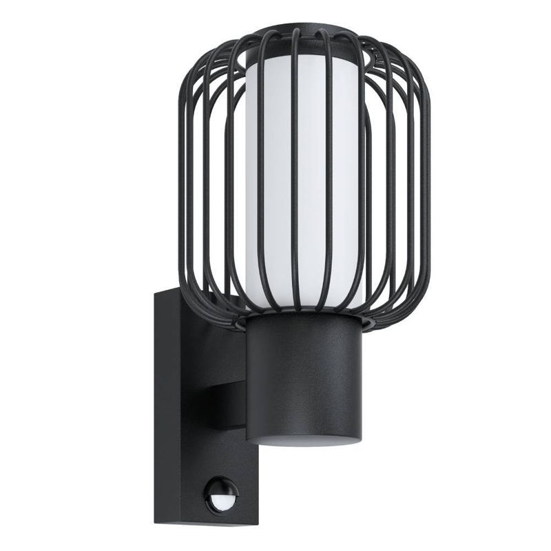 EGLO - Lámpara Apliqué Ravello Acero Negro Sensor E27 1X28W IP44 Cod98722