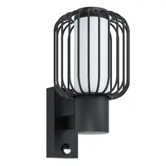 EGLO - Lámpara Apliqué Ravello Acero Negro Sensor E27 1X28W IP44 Cod98722