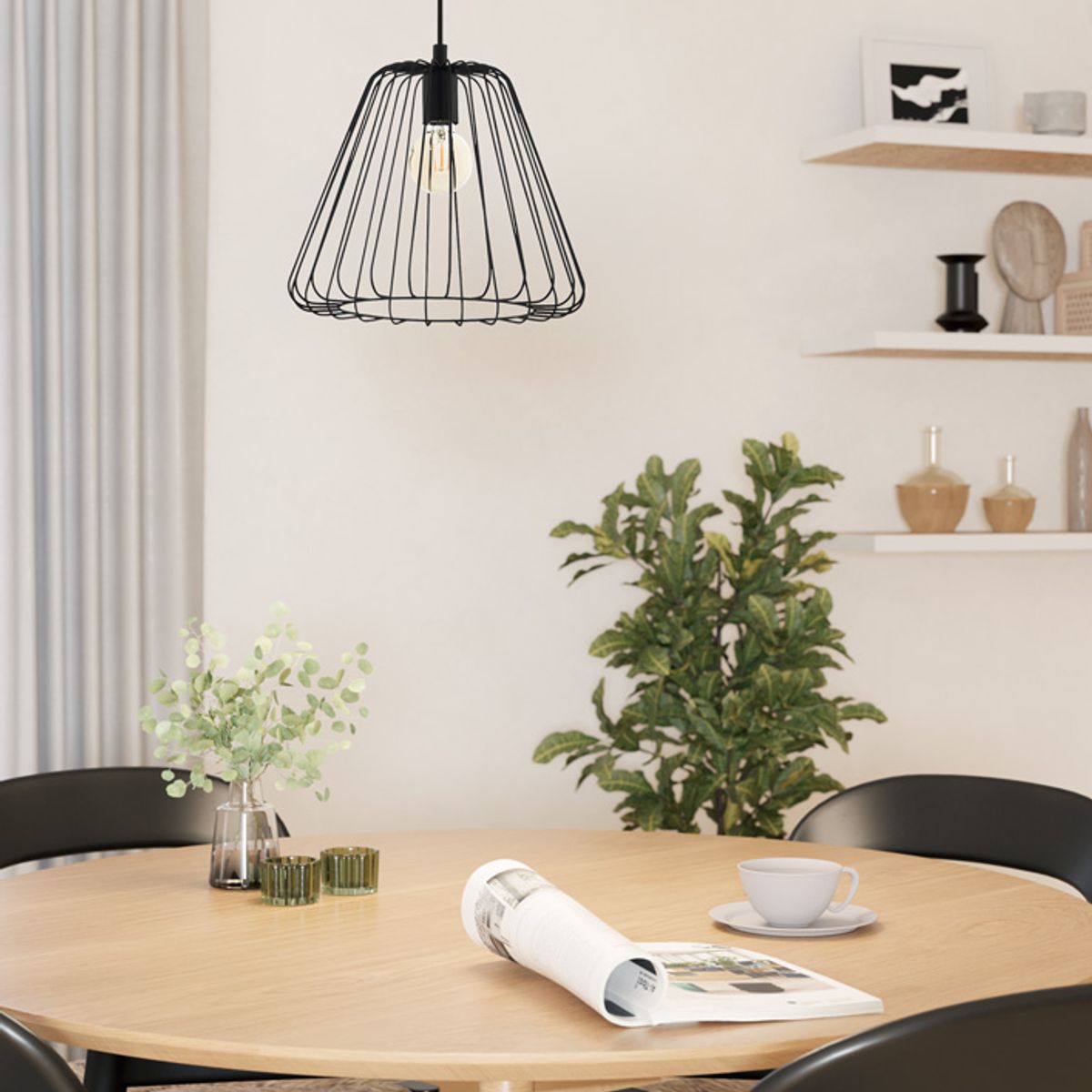 EGLO - Lámpara Colgante E27 Austell Negro 205101