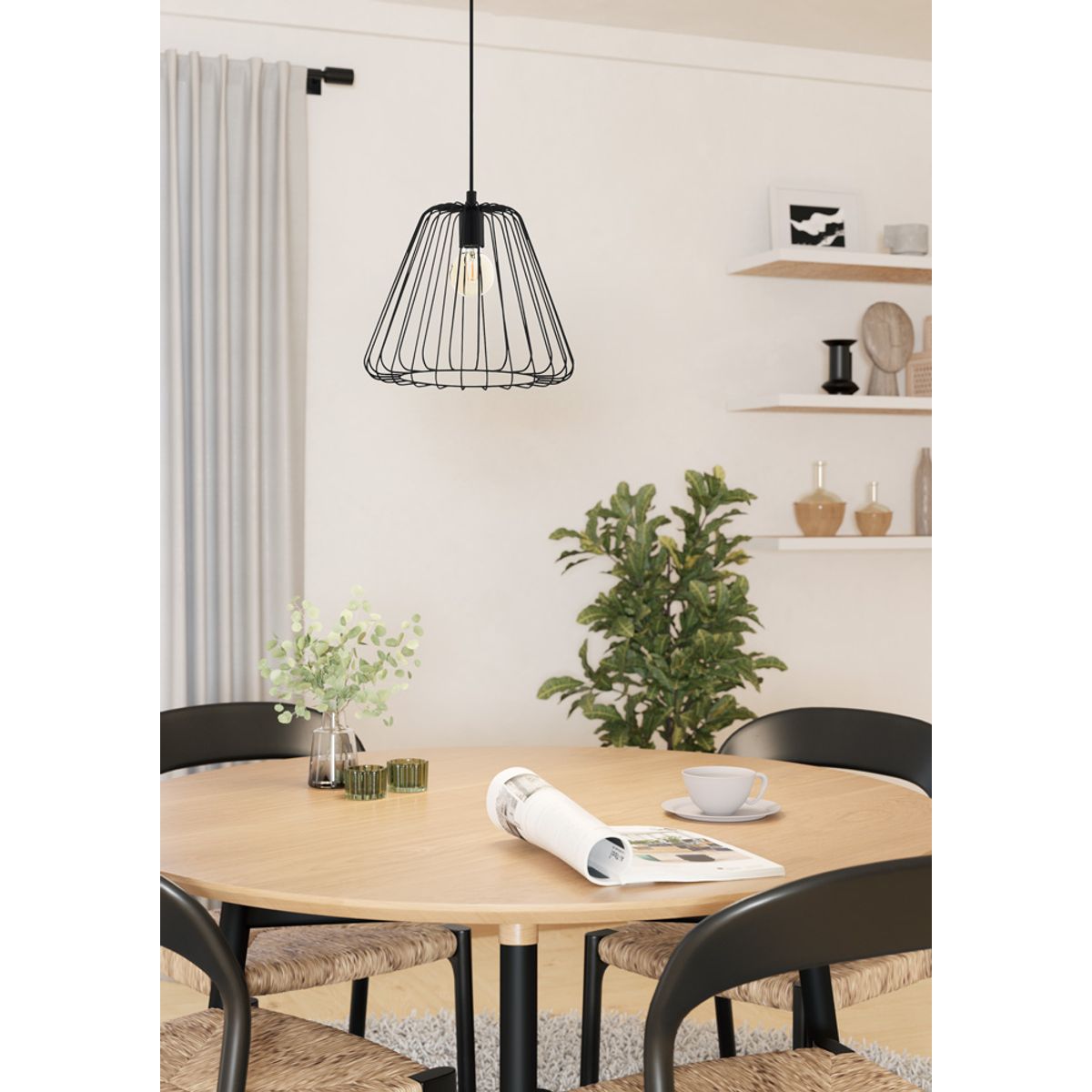 EGLO - Lámpara Colgante E27 Austell Negro 205101