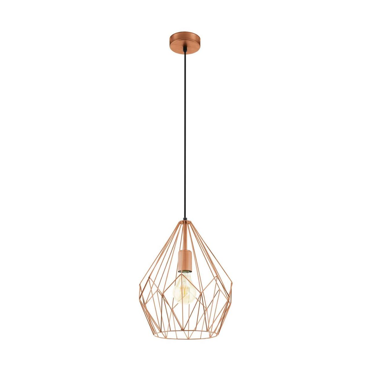 EGLO - Lámpara Colgante Carlton Acero Cobre E27 1X60W Cod49258