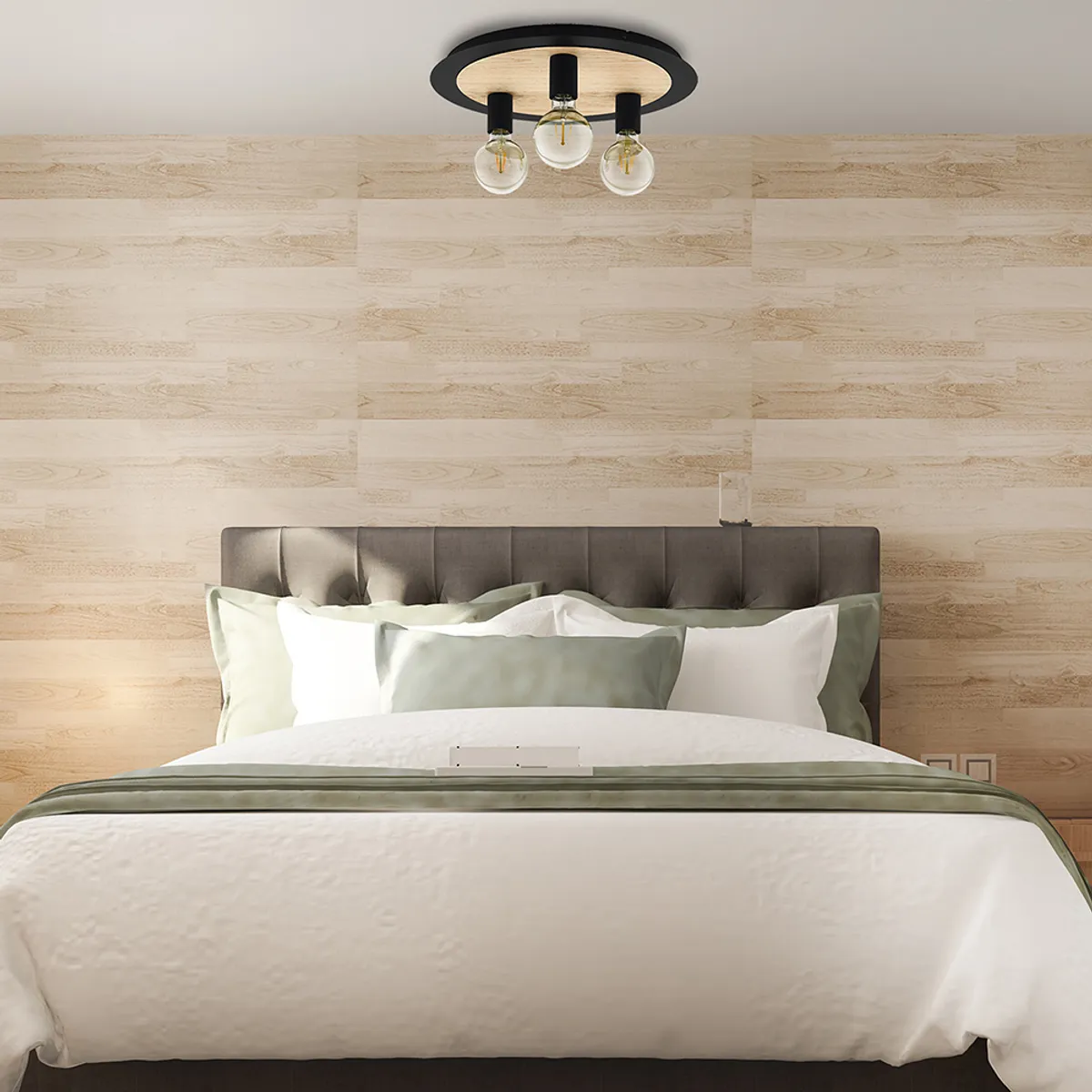 EGLO - Lámpara Techo E27 Passano 2 Marrón Oscuro 205091