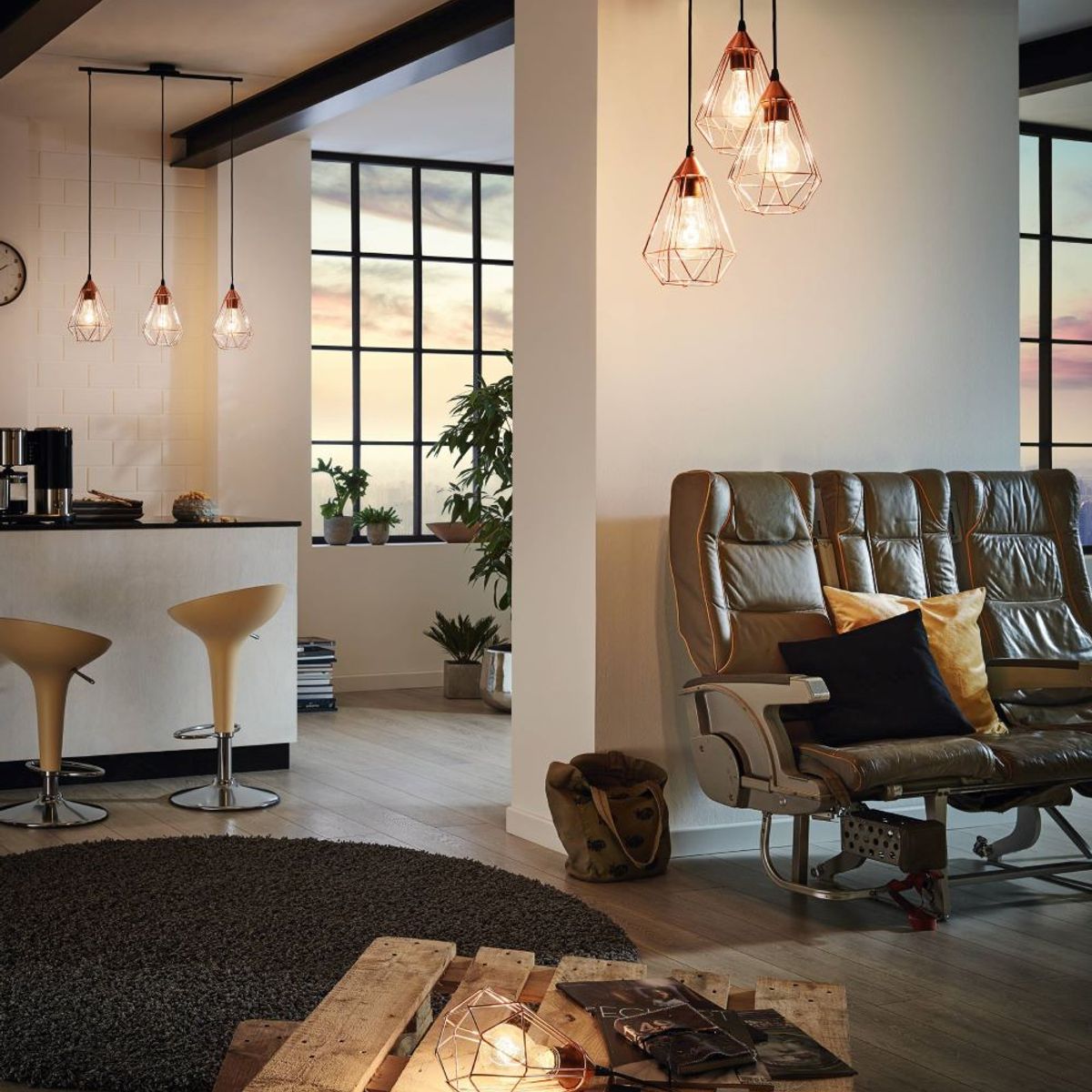 EGLO - Lámpara Colgante E27 Tarbes dorada 94196