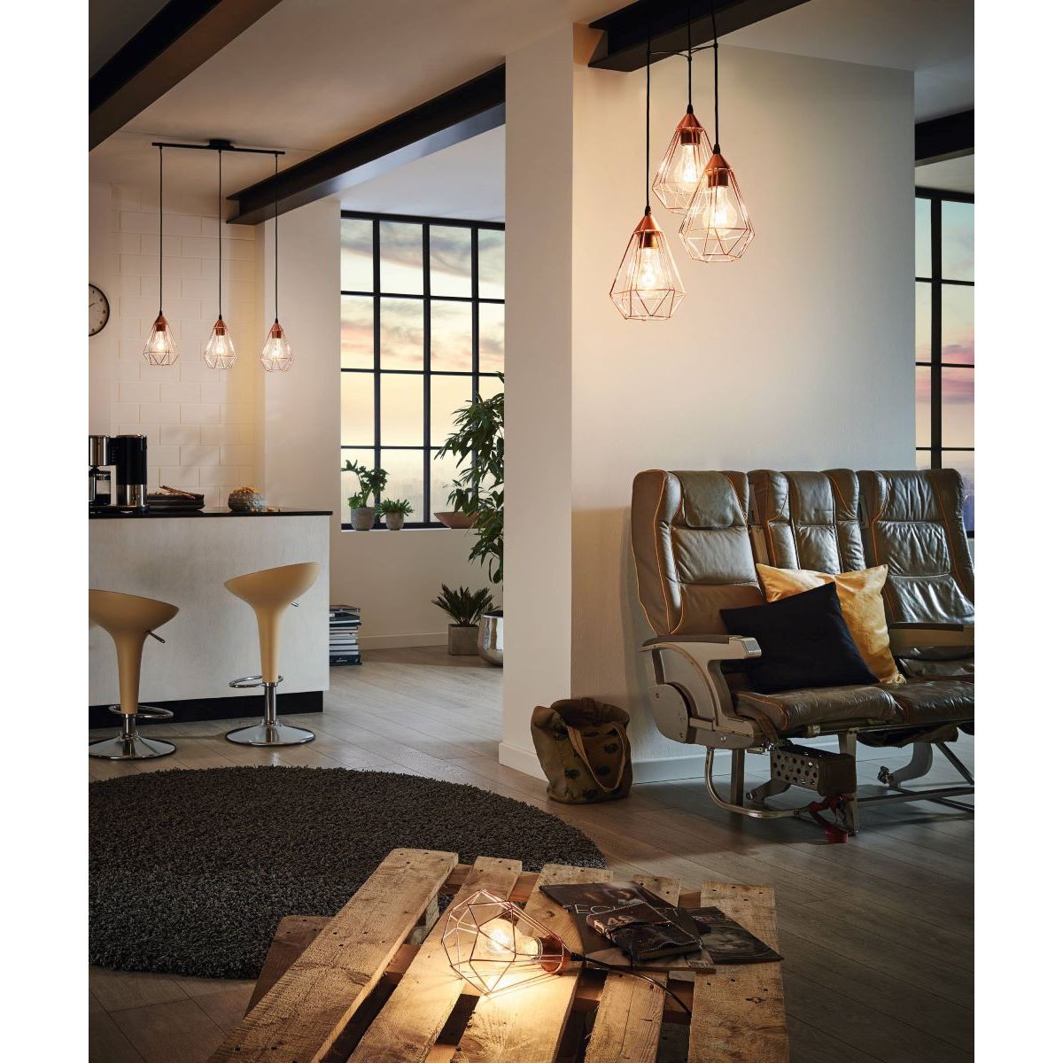 EGLO - Lámpara Colgante E27 Tarbes dorada 94196