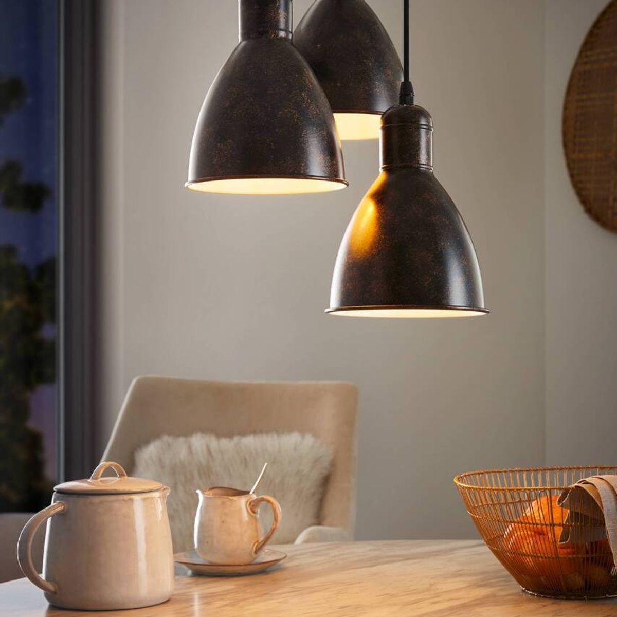 EGLO - Lámpara Colgante Priddy Acero  3X60W E27 Cod.49493