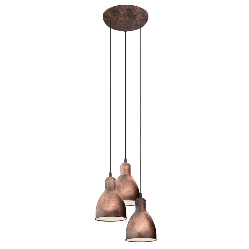 EGLO - Lámpara Colgante Priddy Acero  3X60W E27 Cod.49493
