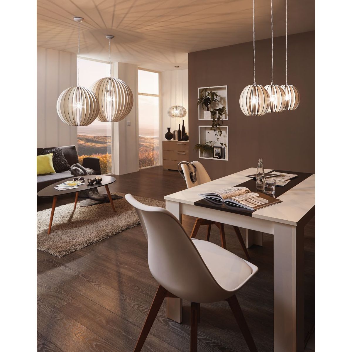 EGLO - Lámpara Colgante Cossano Madera Blanco DM450 1x60W E27 Cod94442