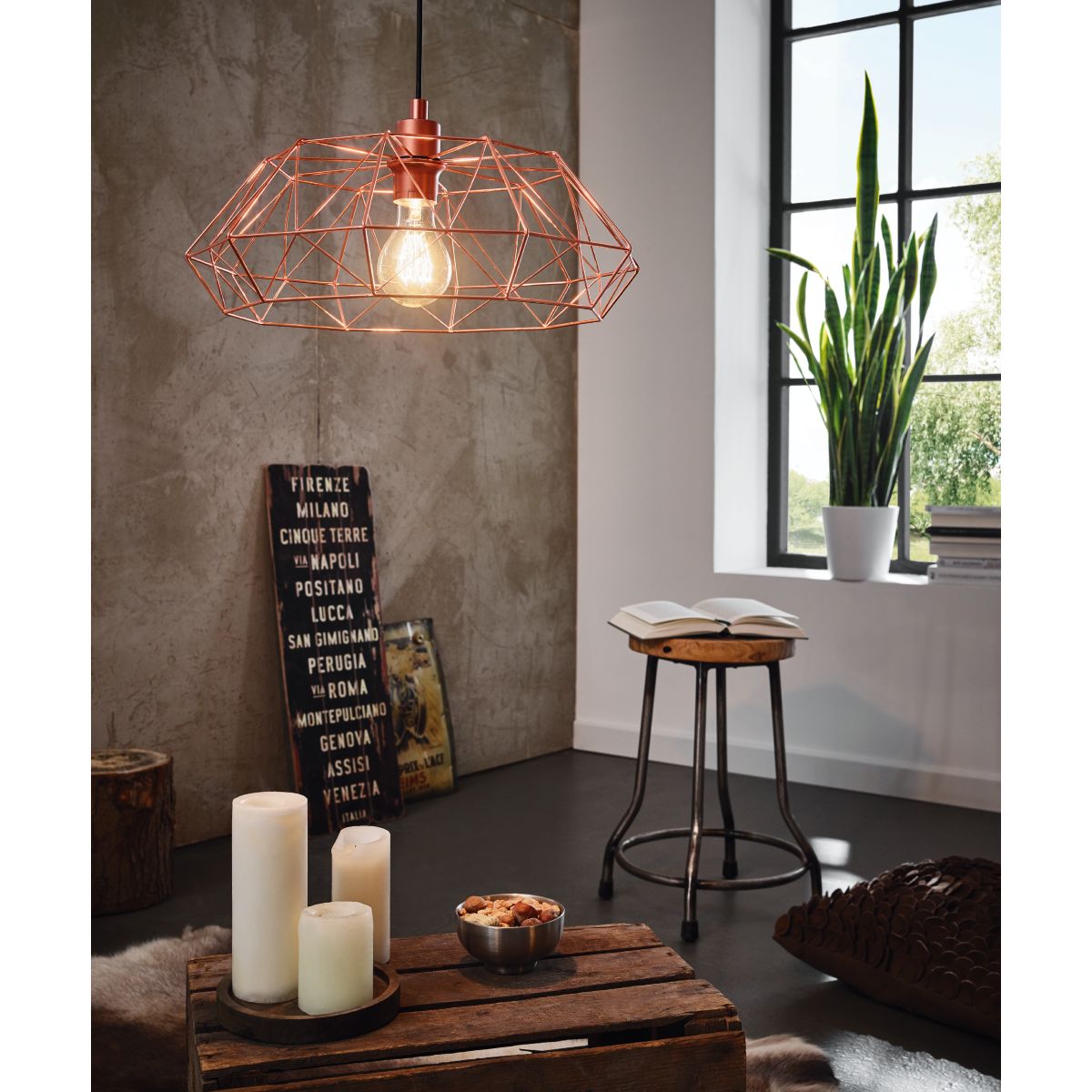 EGLO - Lámpara Colgante Carlton Cobre E27 Cod49488