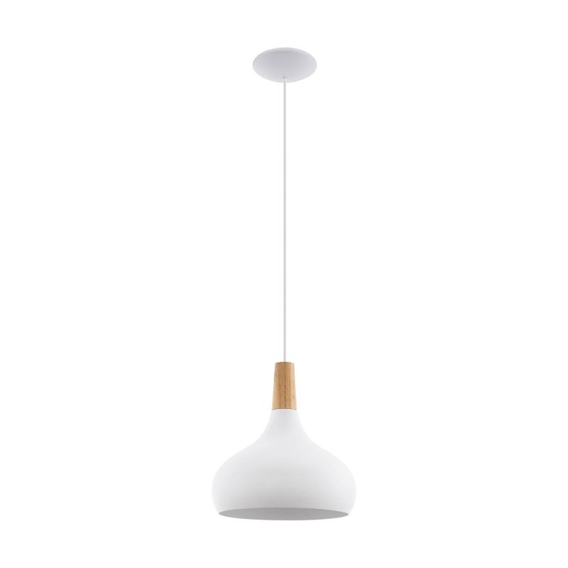 EGLO - Lámpara Colgante Sabinar Acero Blanco H1100 DM280 1x60W E27 Cod96982