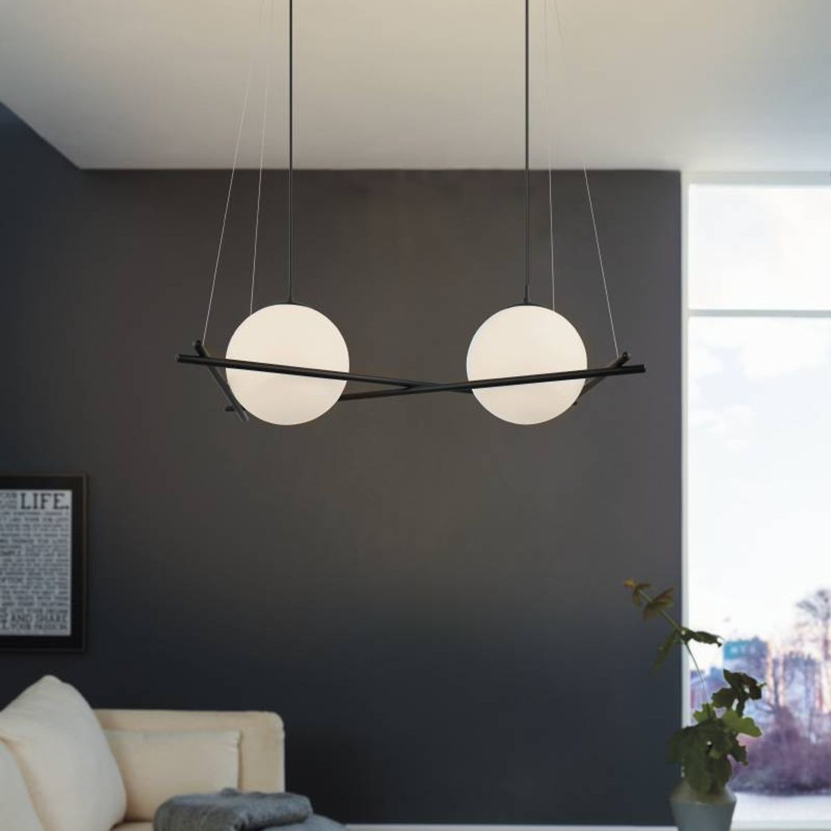 EGLO - Lámpara Colgante Salvezinas Negro 2X25W E27 Cod39592