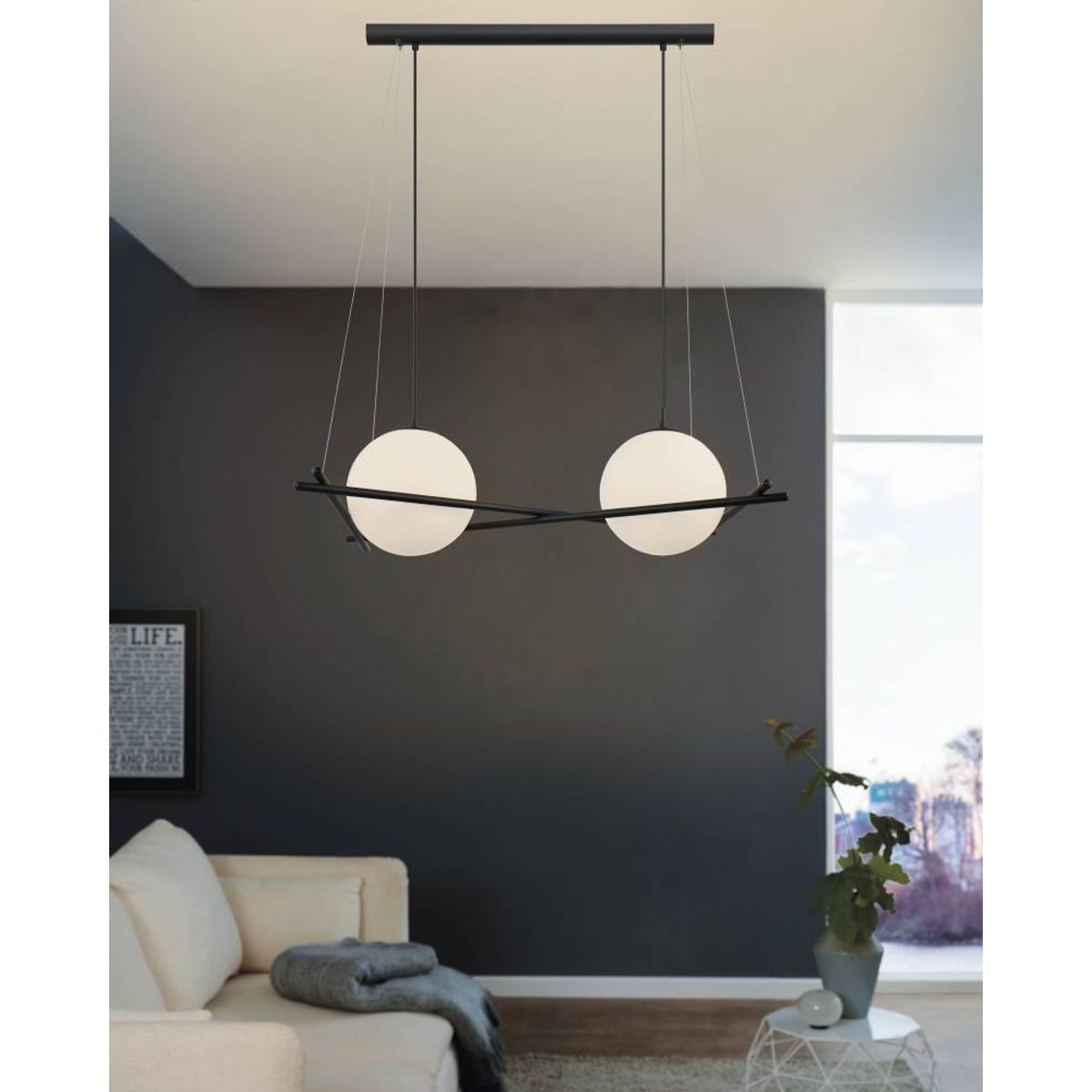 EGLO - Lámpara Colgante Salvezinas Negro 2X25W E27 Cod39592