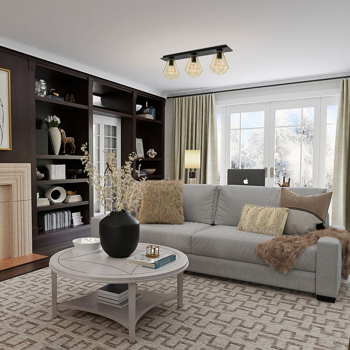 EGLO - Lámpara Techo Tarbes Acero Negro LatónE27 3X40W Cod43655