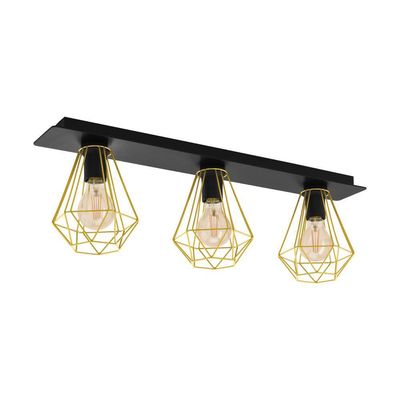 Imagen 2 del producto Lámpara Techo Tarbes Acero Negro LatónE27 3X40W Cod43655