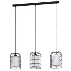 EGLO - Lámpara Colgante Bittams Acero Negro Blanco L890 3x28W E27 Cod43355