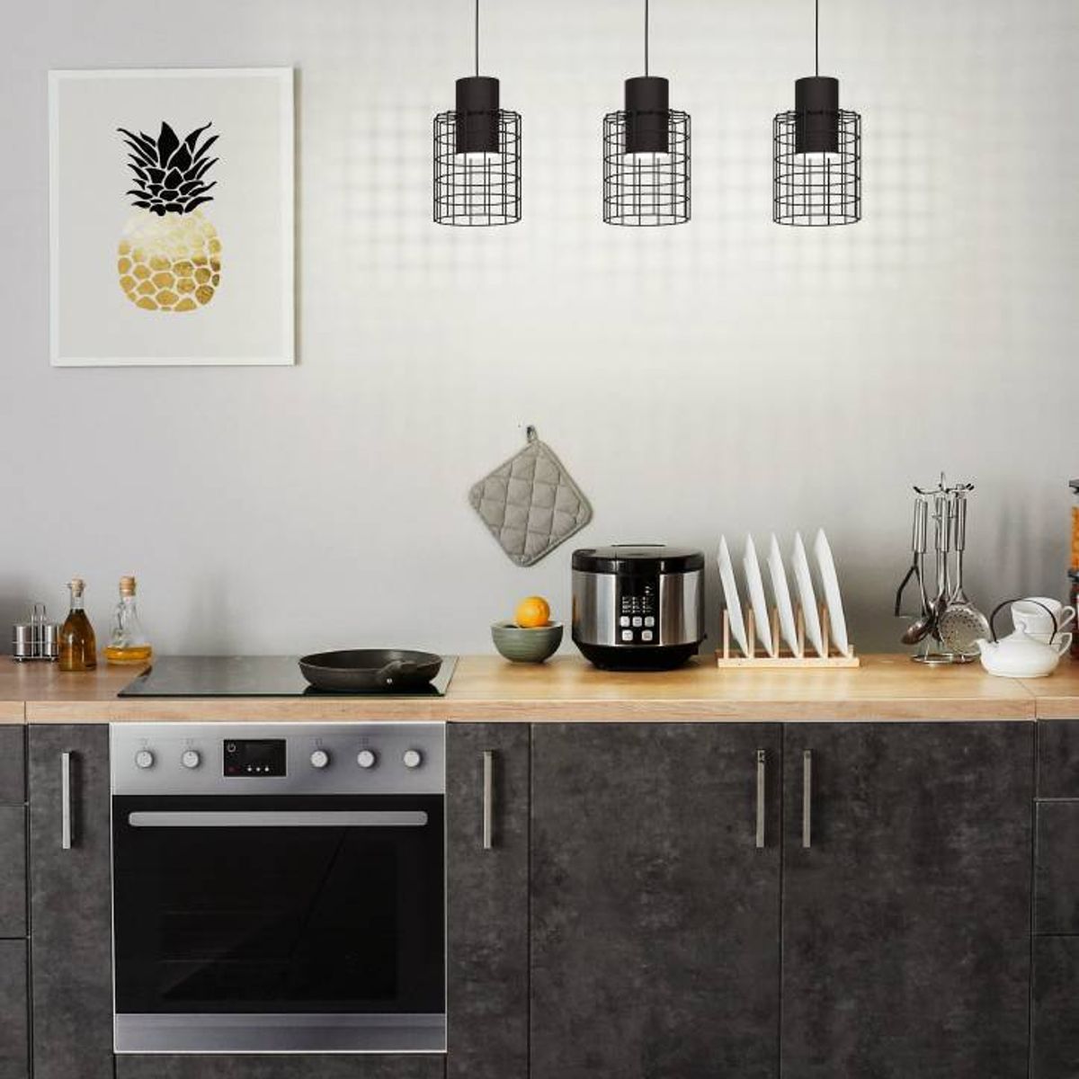 EGLO - Lámpara Colgante E27 Milligan Blanco Negro 43626