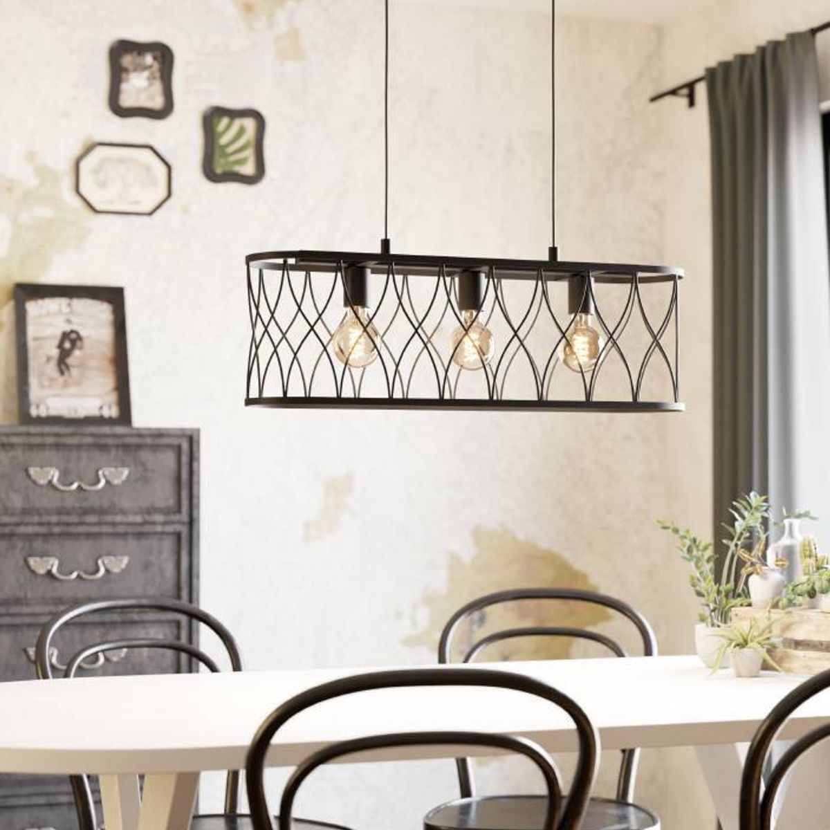 EGLO - Lámpara Colgante E27 Giltspur Negro 43554