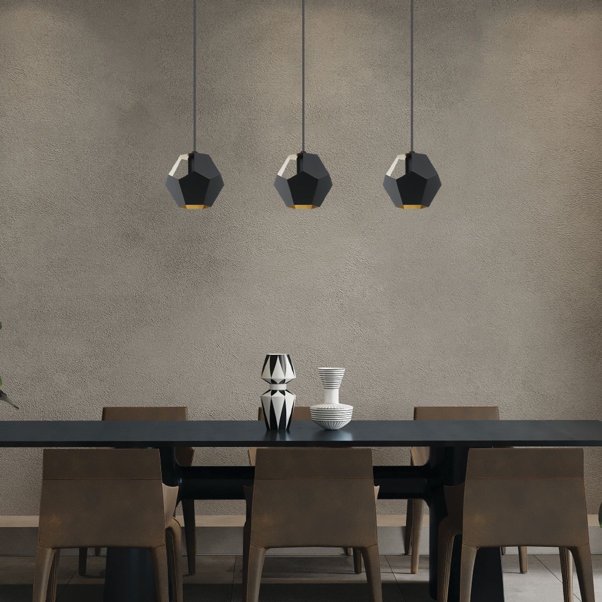 EGLO - Lámpara Colgante Rasigures Oro Negro E27 3X28W IP20 Cod39634