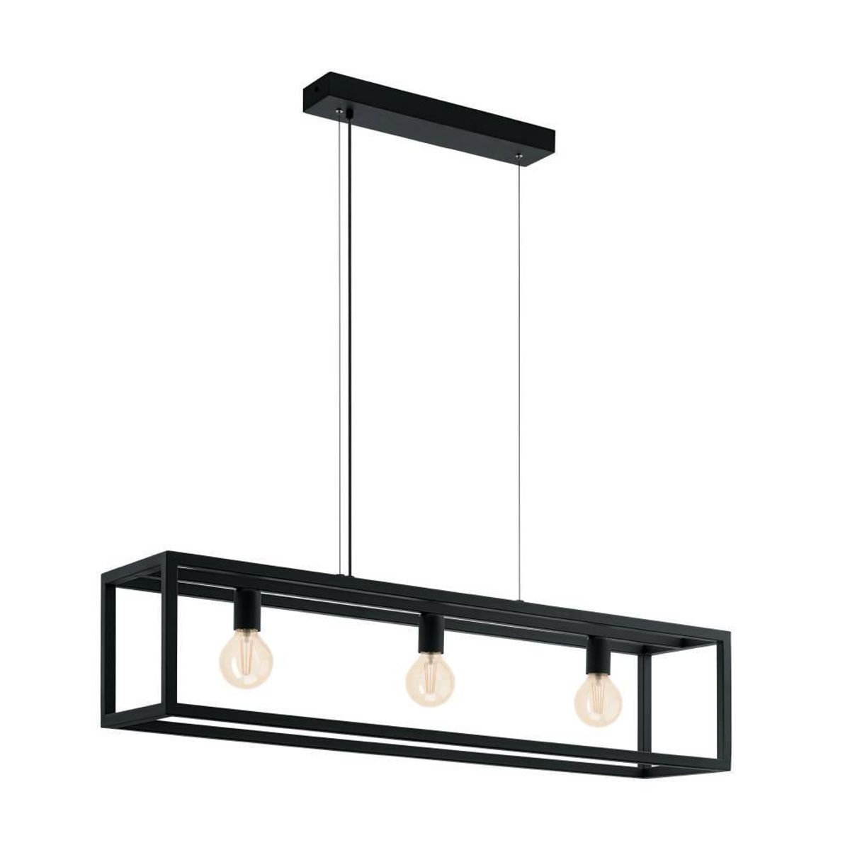 EGLO - Lámpara Colgante Elswick Acero Negro E27 3x60w Ip20 Cod49564