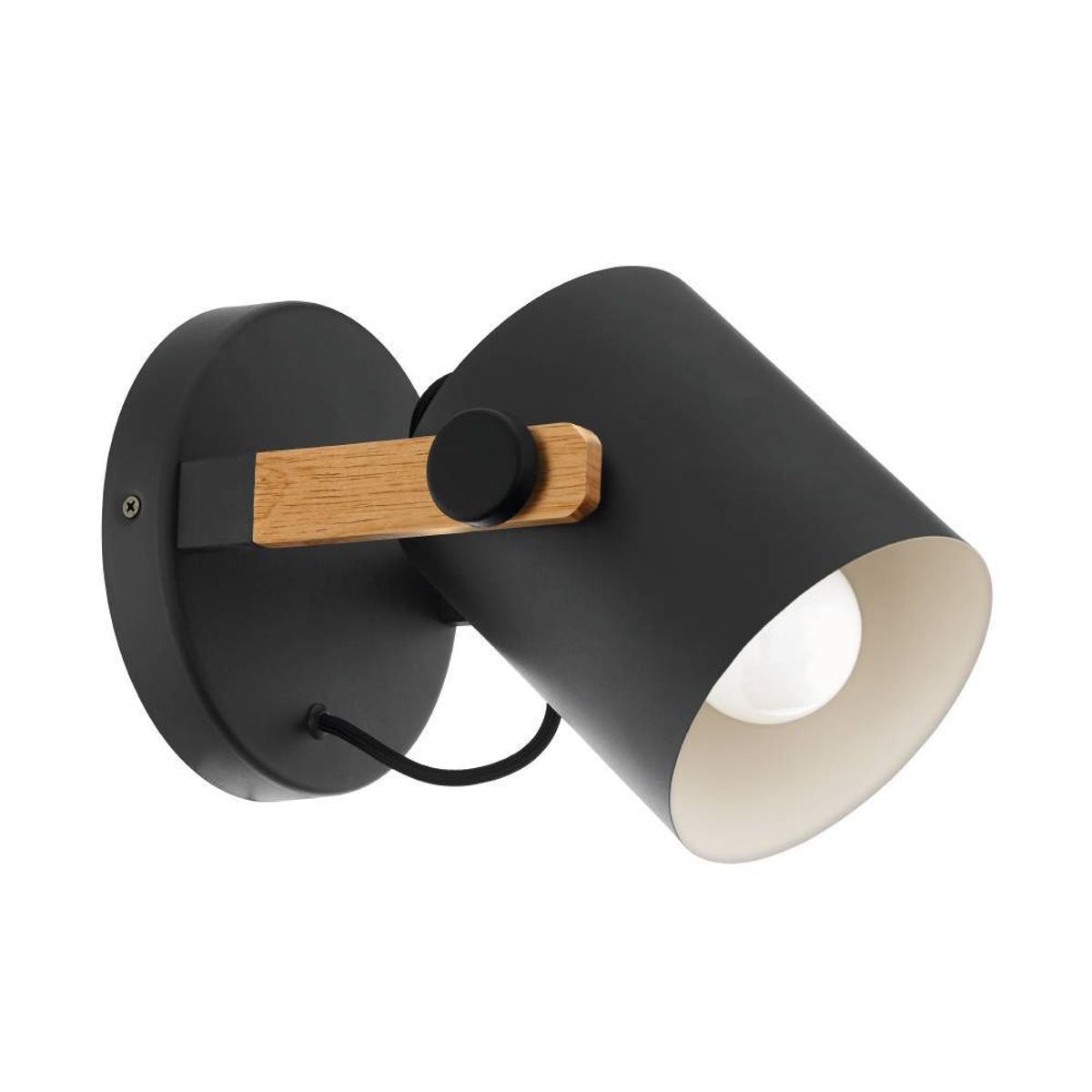 EGLO - Lámpara Apliqué E27 Hornwood Negro, Crema 43046.