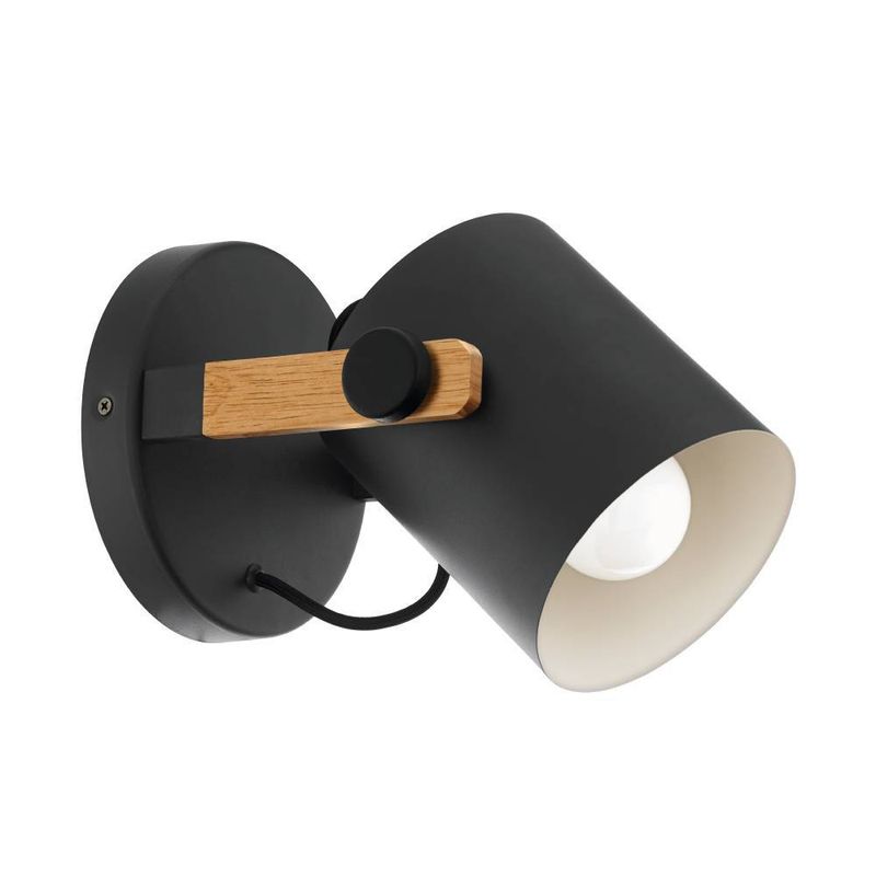 EGLO - Lámpara Apliqué E27 Hornwood Negro, Crema 43046