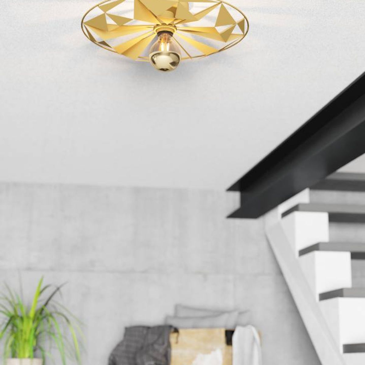 EGLO - Lámpara Techo Castanuelo Acero Dorado DM425 E27 1x40W IP20 Cod43599