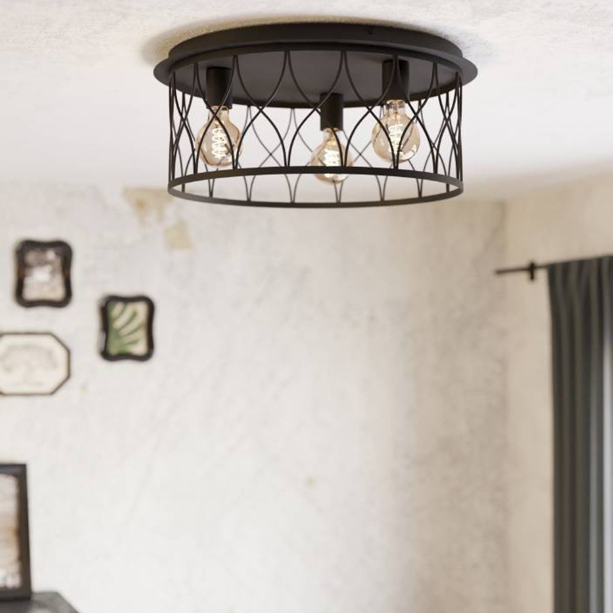 EGLO - Lámpara Techo E27 Giltspur Negro 43553