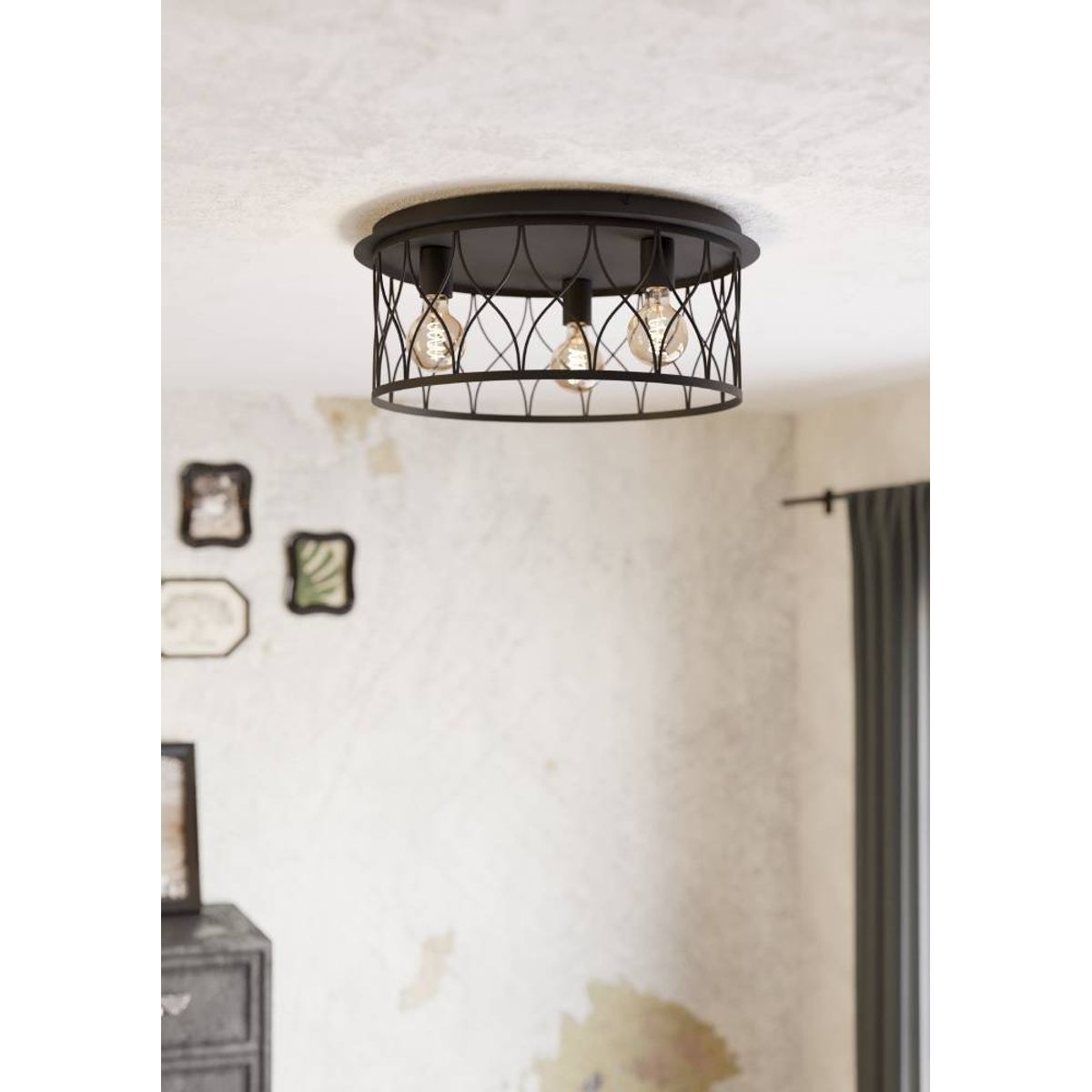 EGLO - Lámpara Techo E27 Giltspur Negro 43553