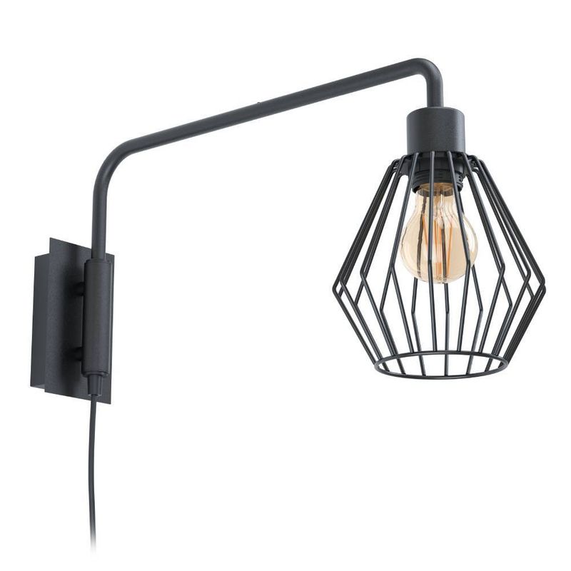 EGLO - Lámpara Apliqué Tabillano Acero Negro L160 H250 E27 Cod 99349