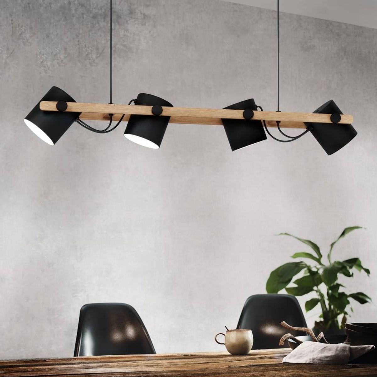 EGLO - Lámpara Colgante E27 Hornwood Negro, Crema 43424