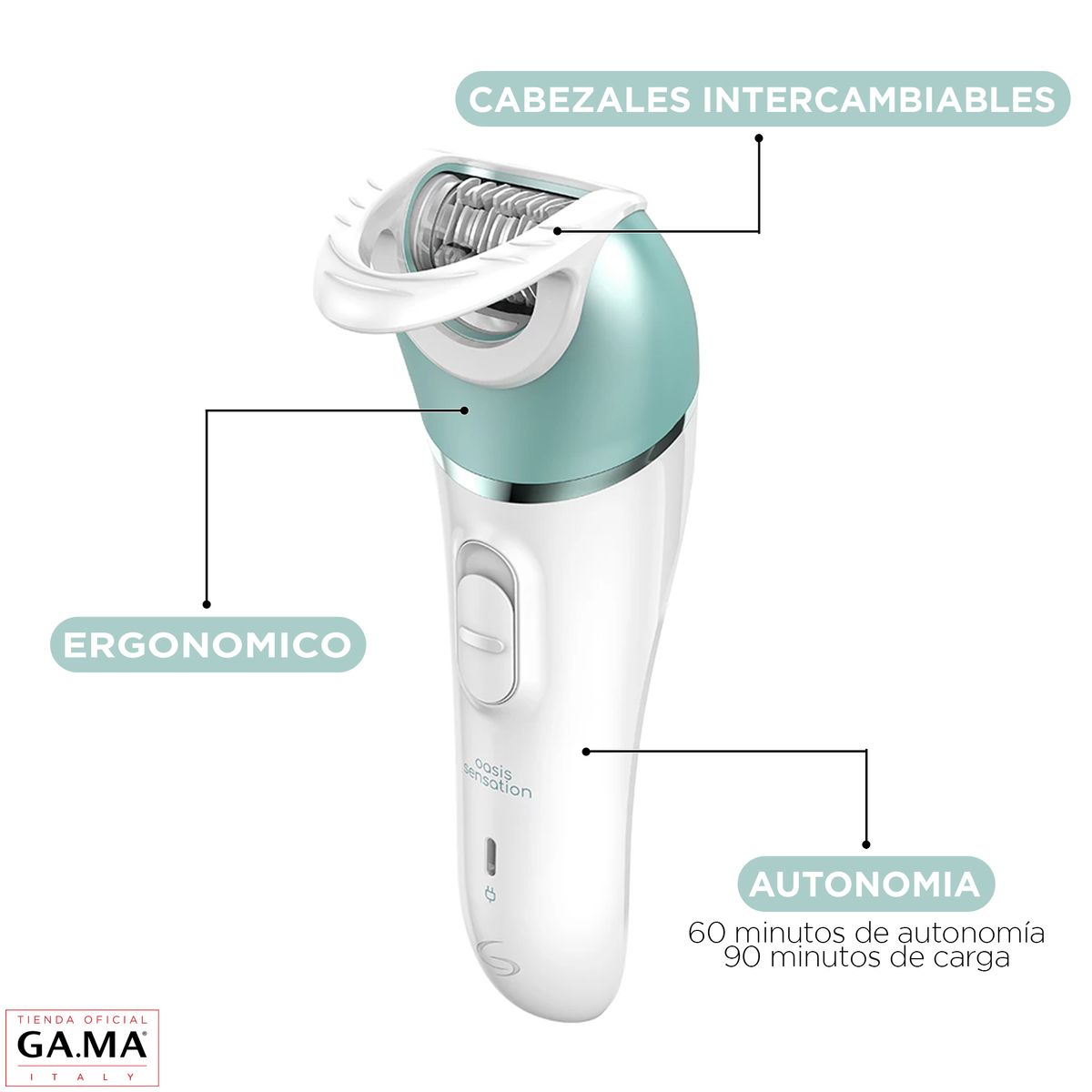 GAMA - Depiladora Gama Oasis Sensation Usb Uso En Seco Y Húmedo