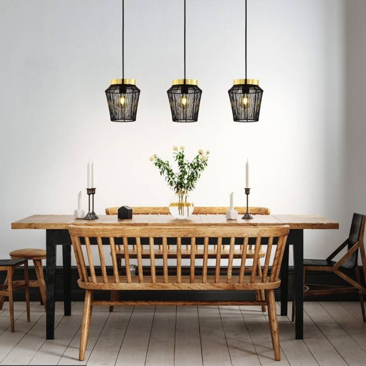 EGLO - Lámpara Colgante Escandidos Acero Negro E27 3X40W IP20 Cod99807