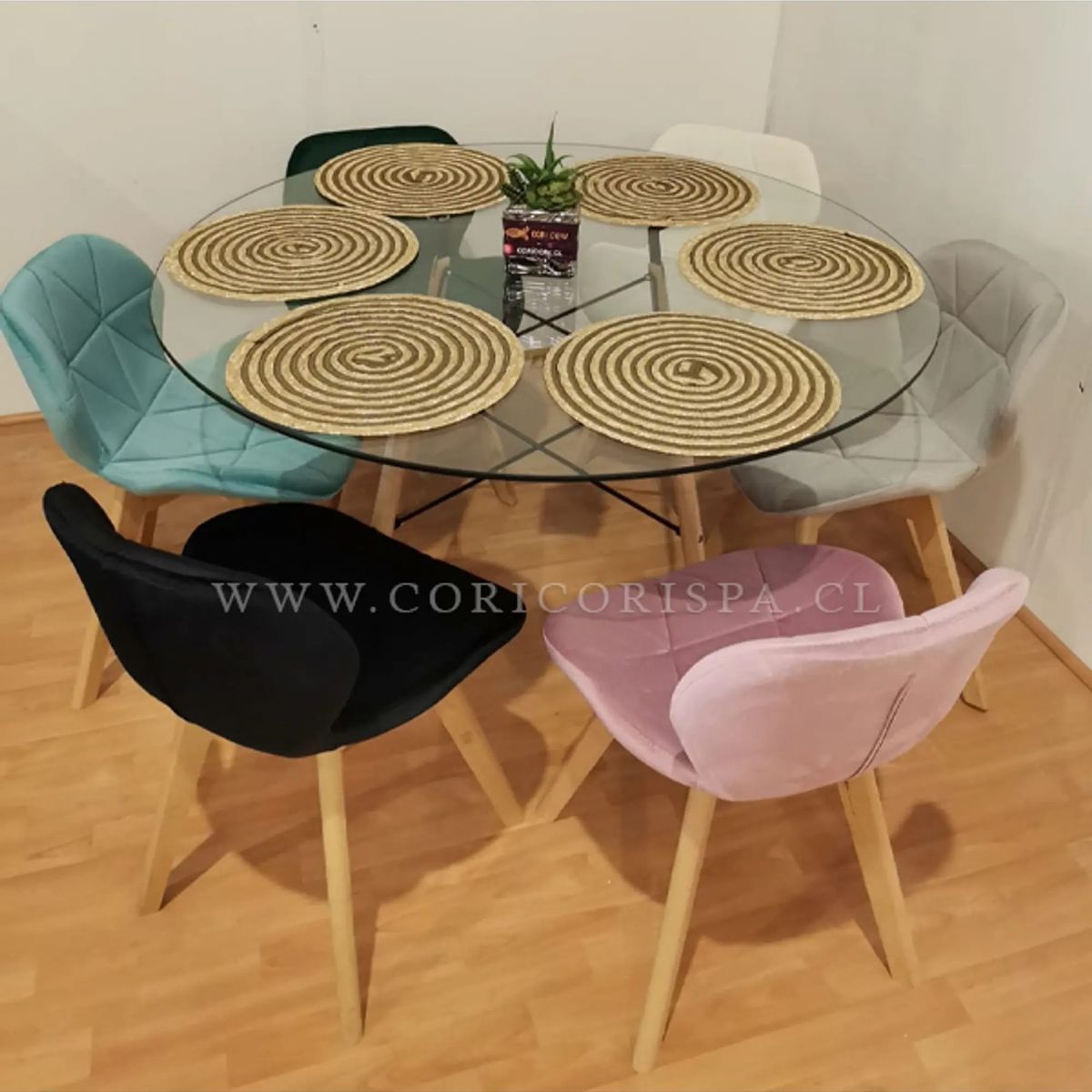 CORI CORI - Mesa de Comedor Eames Redonda - 120cms VIDRIO