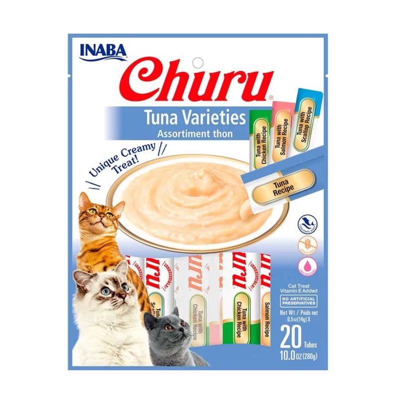 INABA - Alimento Para Gatos Churu Tuna Varieties 20 Tubos X 14 Grs