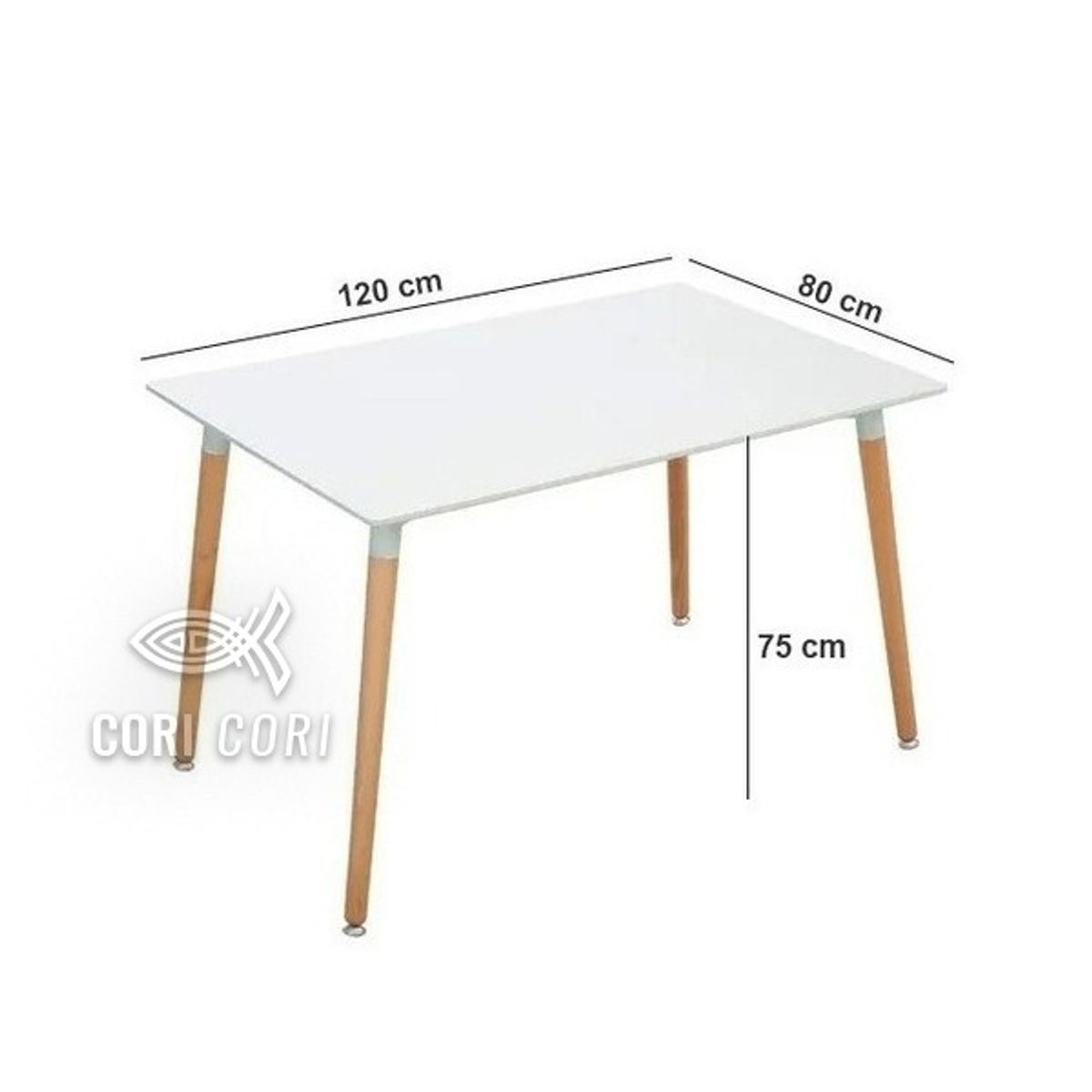 CORI CORI - Mesa de Comedor MDF 120x80cms Rectangular Blanca